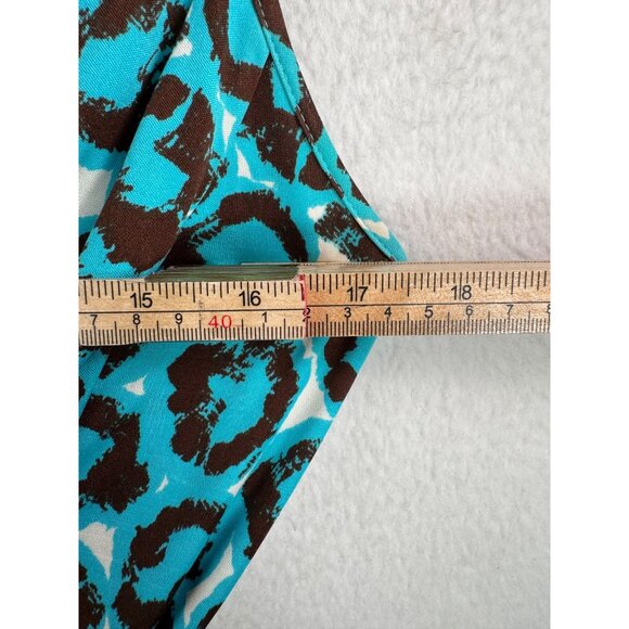 Diane Von Furstenberg Lora Cheetah print silk wrap dress 90s luxury classic teal - Picture 4 of 5